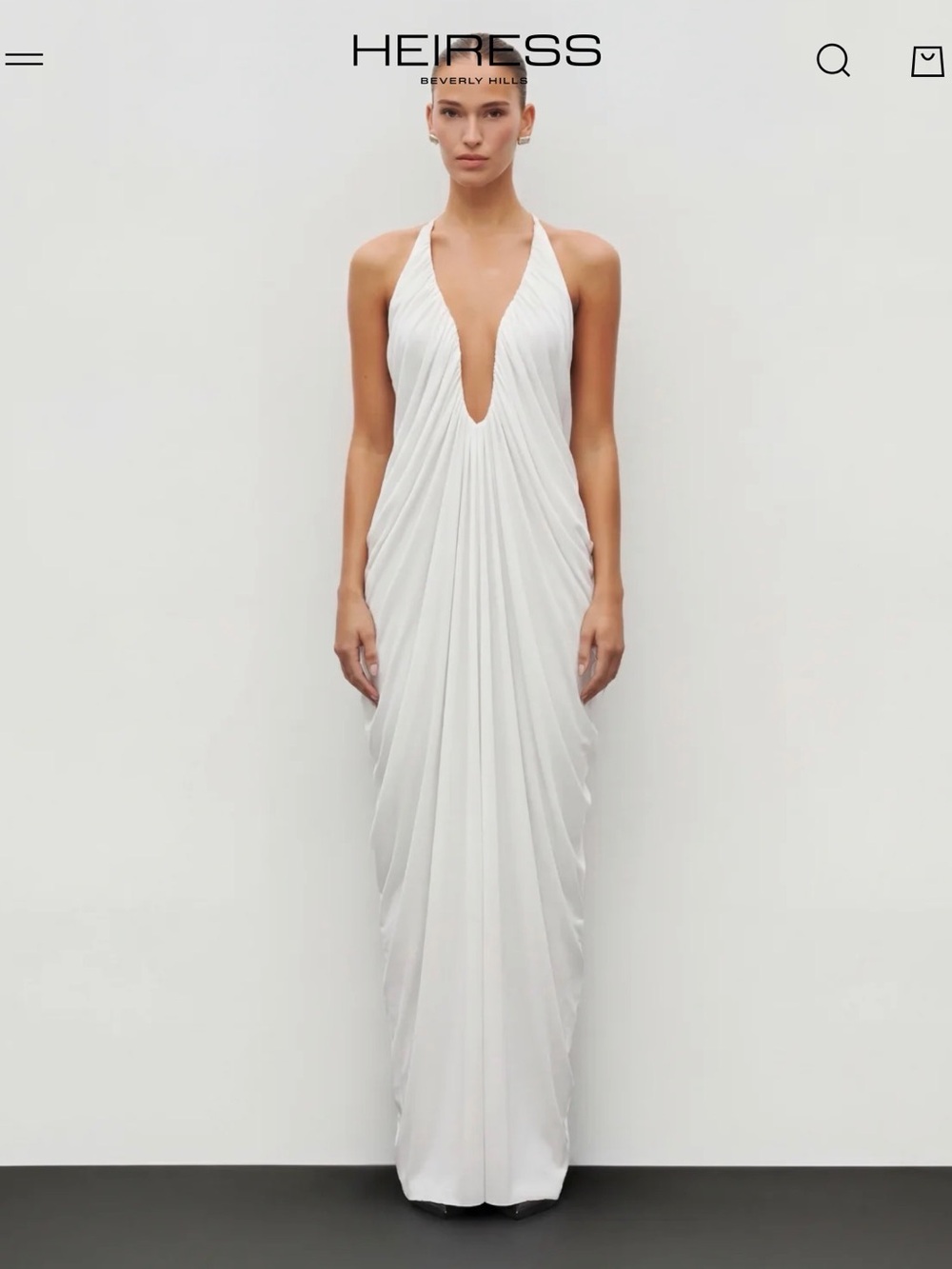 Heiress Beverly Hills White Plunge Halter Maxi Dress - NEVER WORN